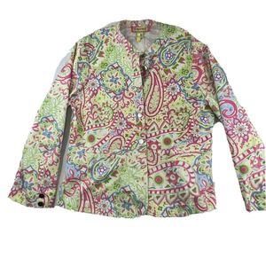 Lilly & Van‎ Womens Size XL Bright Colorful Button Down Blazer Jacket